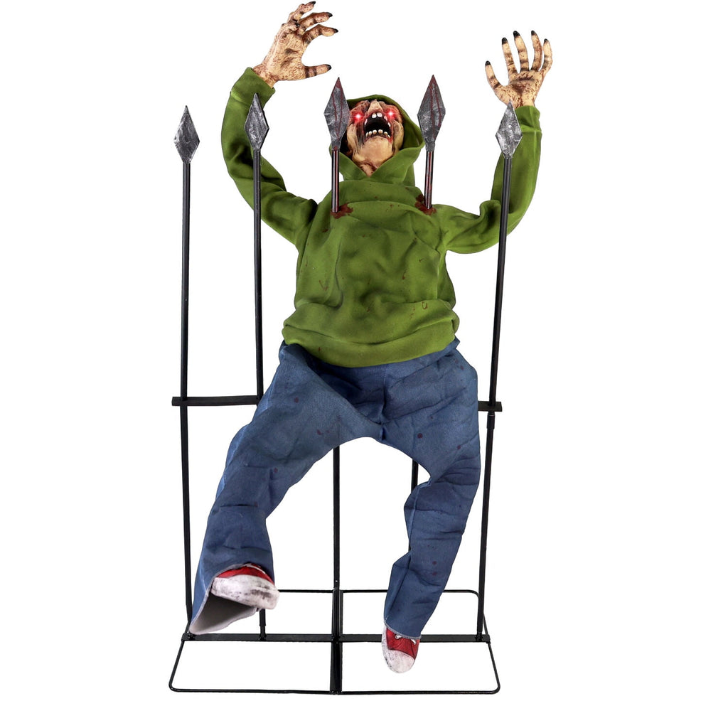 Haunt & Co 4.4 ft Voice-Sensor Impaled Zombie Halloween Animatronic