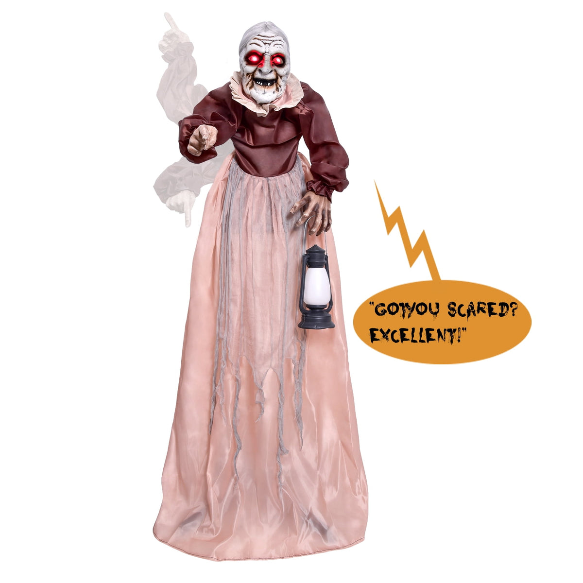 Haunt & Co 5FT Halloween Animatronics Life Size Witch Scary Prop, Motion Activated Outdoor Decoration for Haunted House Party Lawn Patio Yard Decor