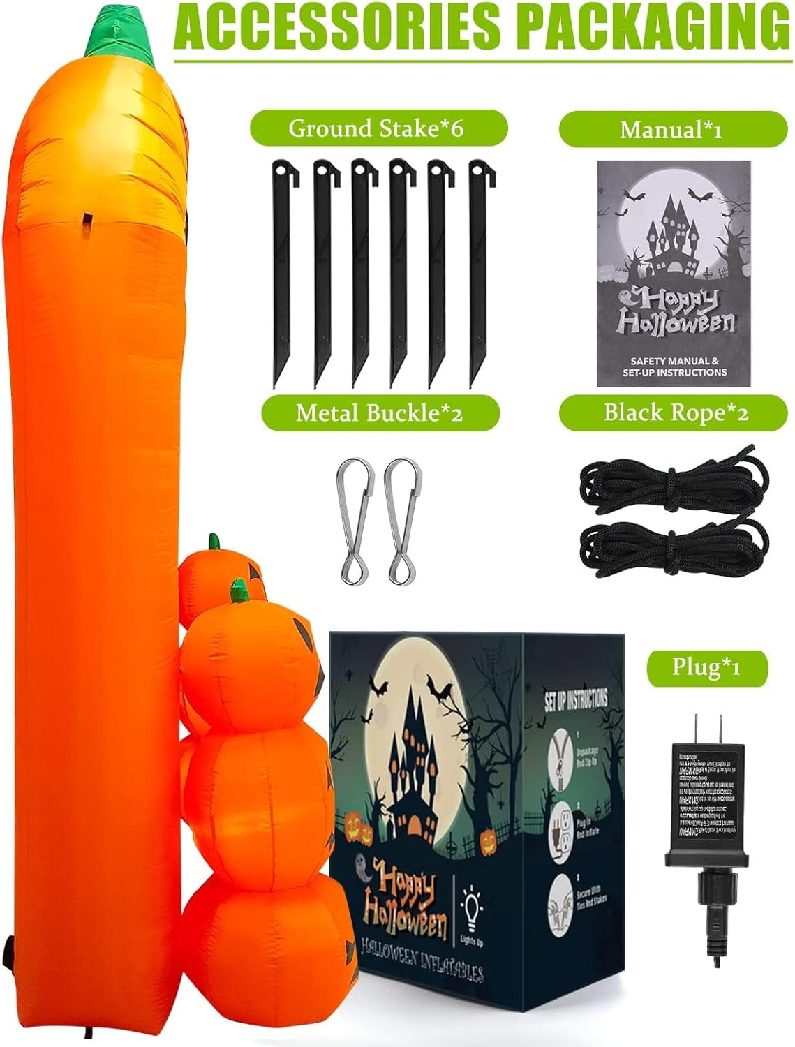 Haunt & Co 9.5ft Halloween Inflatable Pumpkin Arch with LED Lights - Outdoor/Indoor Yard Decoration