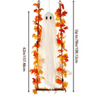 Haunt & Co Nnndbs Maple Leaf Mesh Ghost Hanging Ornament, Halloween Autumn Leaf Decor for Window Door Display, Spooky Fall Home Accent`
