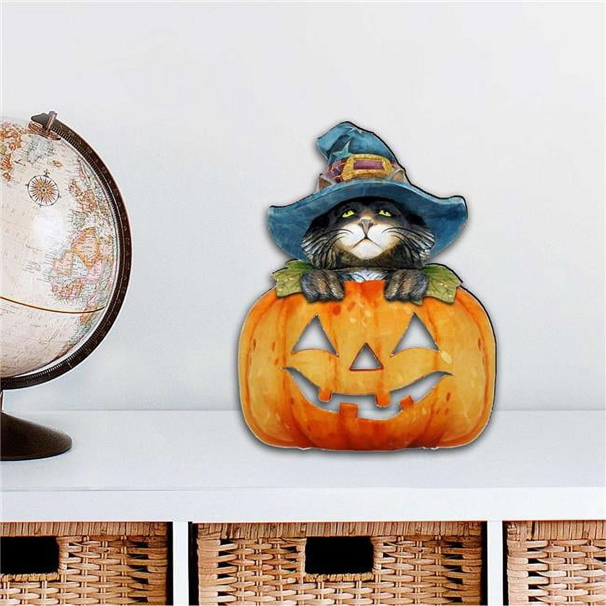 Haunt & Co 12 x 9 in. Black Cat Pumpkin Halloween Outdoor Decor Large Ornaments