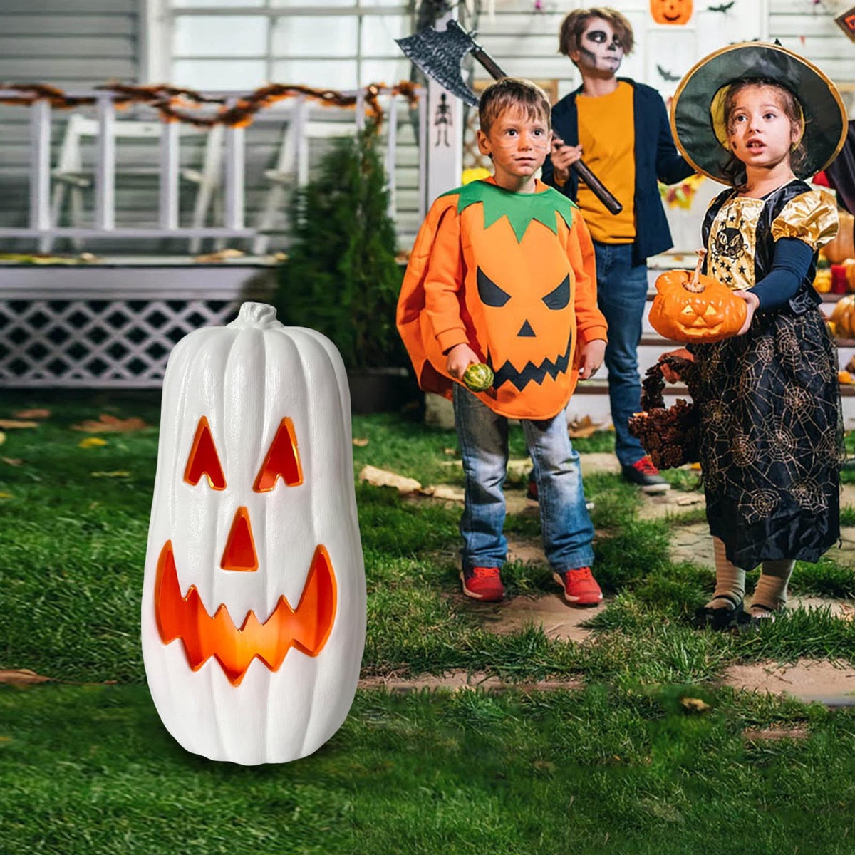 Haunt & Co SUYOLL Halloween Decorations LED Pumpkin Light Up Desktop Ornament For Indoor Outdoor Party Decoration Glowing Figurine