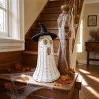 Haunt & Co White Ghost with Witch Hat, Ghost Ornaments Holiday Home Decor Halloween Tabletop Cute Ghost Figurines for Party Mantel Shelf Display Festive Celebrations