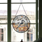 Haunt & Co Christmas Gift - Halloween Chickadee Christmas Stained Glass Hanging Ornament - Glossy Round Holiday Tree Decoration, Xmas Gift for Dad, Mom, Family & Friends, Keepsake 2025