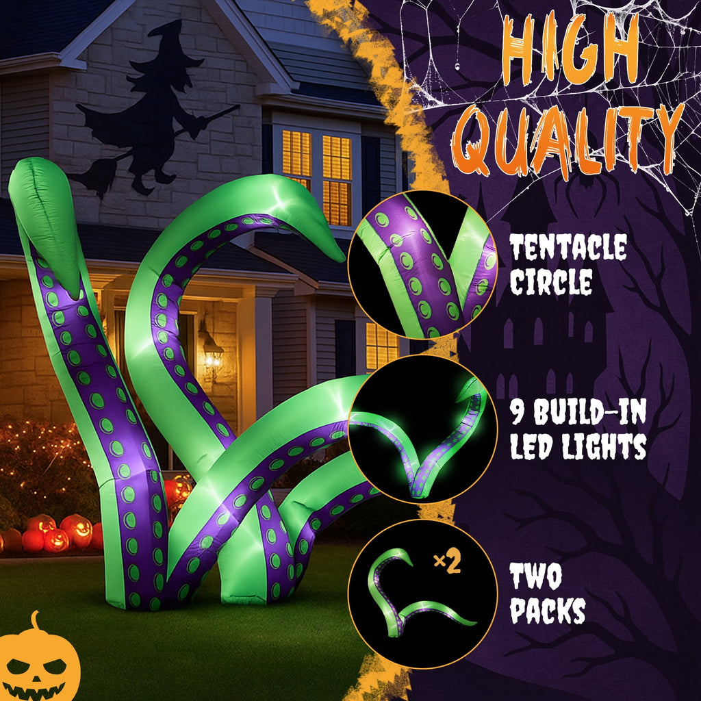 Haunt & Co 7 FT Halloween Inflatables Cape Octopus 2 Pack Giant Octopus Tentacles Outdoor