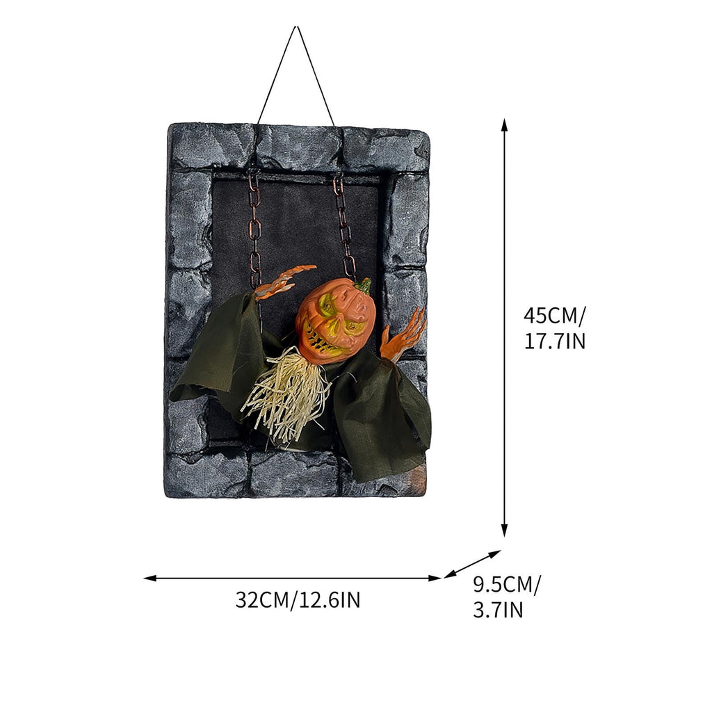 Haunt & Co HOZVOMI Motion-Activated Halloween Tombstone Decoration - Hanging Ornament with Glowing LED & Screaming Sound Effects for Spooky Outdoor Indoor Decor