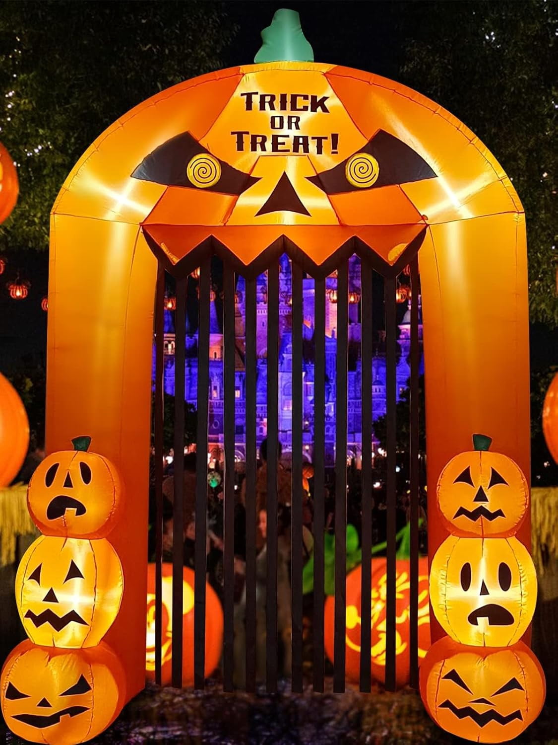 Haunt & Co 9.5ft Halloween Inflatable Pumpkin Arch with LED Lights - Outdoor/Indoor Yard Decoration