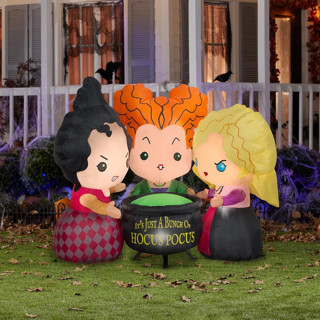 Haunt & Co ZHIYU 4.5 ft Tall Airblown Inflatable Hocus Pocus Sanderson Sisters Scene Disney