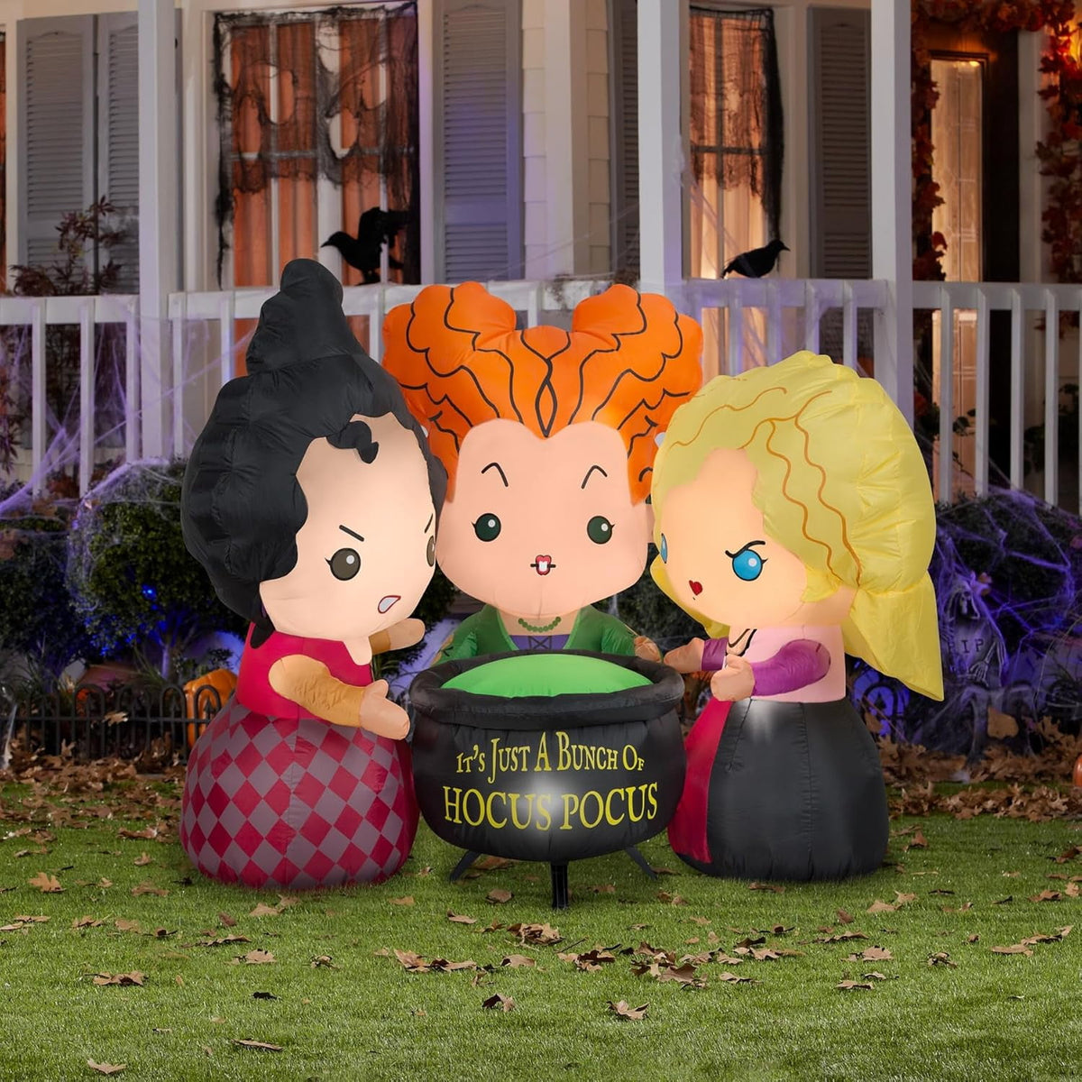 Haunt & Co ZHIYU 4.5 ft Tall Airblown Inflatable Hocus Pocus Sanderson Sisters Scene Disney