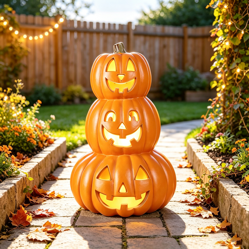 Haunt & Co 14 Inch Light Up Large Jack O Lantern - Halloween Pumpkin Decoration