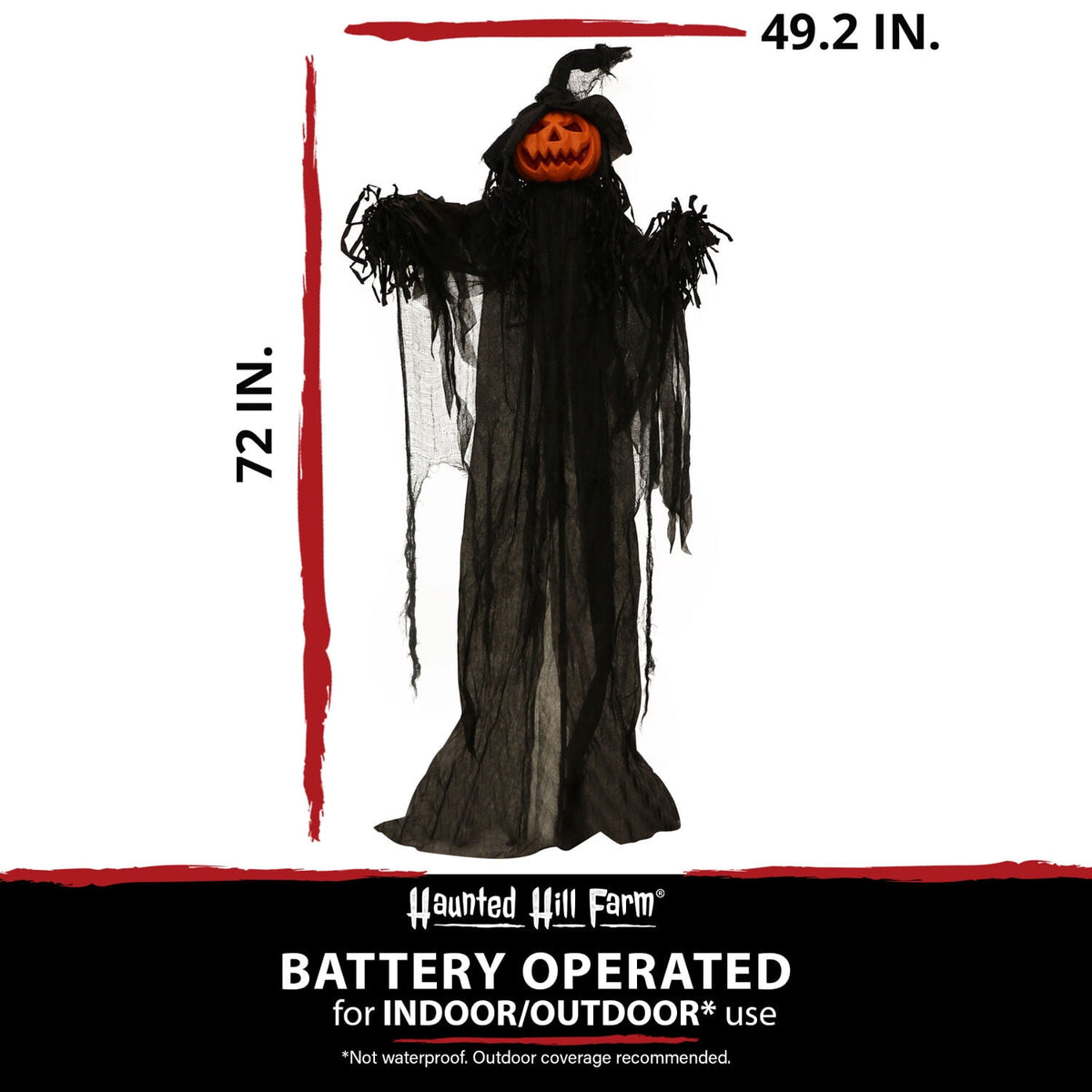 Haunt & Co 5.6-ft. Animatronic Pumpkin, Indoor/Outdoor , Multicolor LED Eyes, Poseable, Gourdy