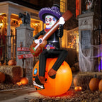 Haunt & Co 6FT Halloween Inflatable Outdoor Decoration, Day of the Dead Skull with Guitar