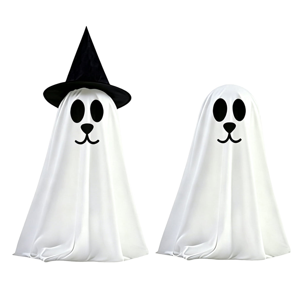 Haunt & Co 2 Pack Standing Ghost Dog Halloween Decorations, Cute Spooky Yard Lawn Porch Decor, Weather Resistant Plastic Figurines for Outdoor Indoor Home Party Display