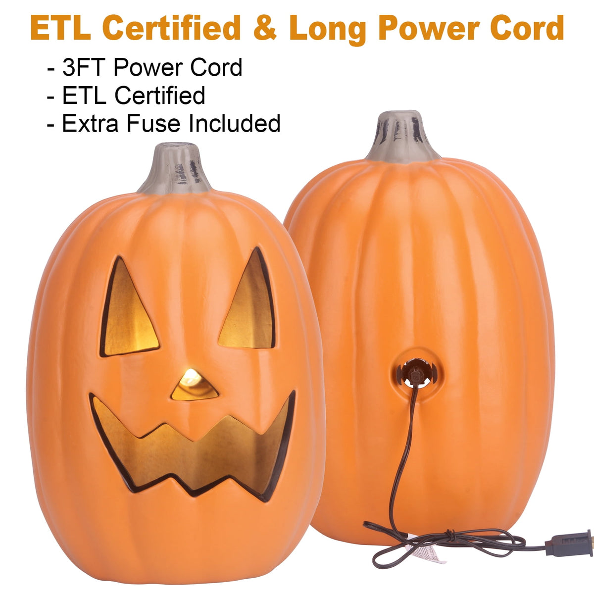 Haunt & Co 16in Pre-lit Halloween Pumpkin Jack O' Lantern with Bulbs
