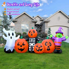 Haunt & Co 8FT Length Halloween Inflatable Witch, Ghost, with Pumpkin Outdoor Decoration