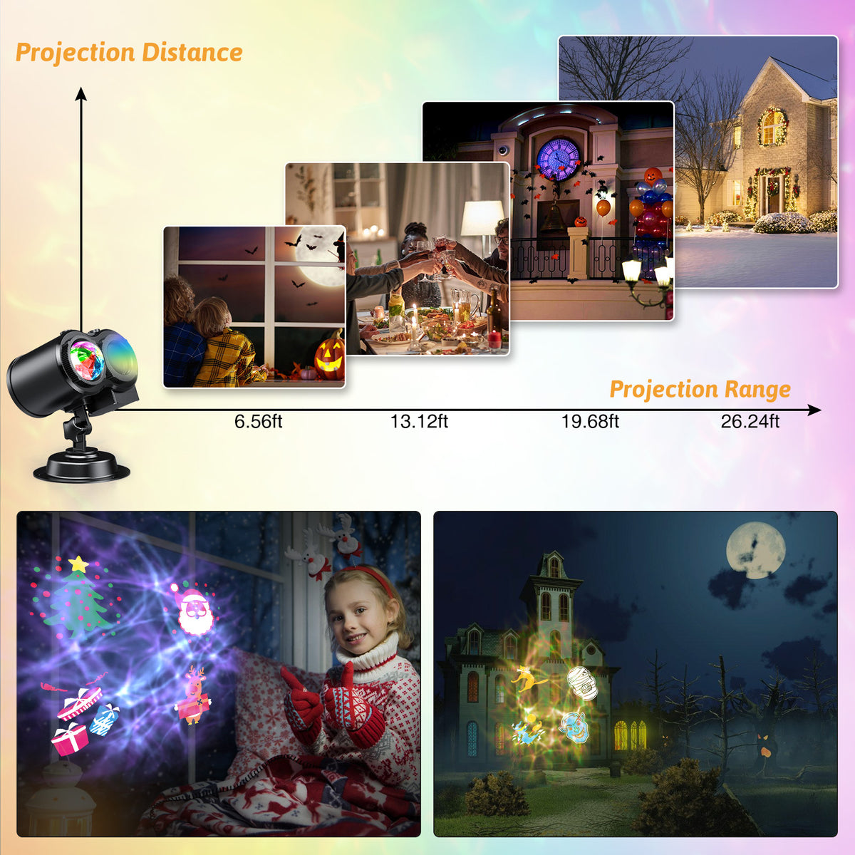Haunt & Co Outdoor HD projector light, remote control 16 switchable modes, Christmas Halloween celebrations, birthdays, weddings and parties, waterproof light show