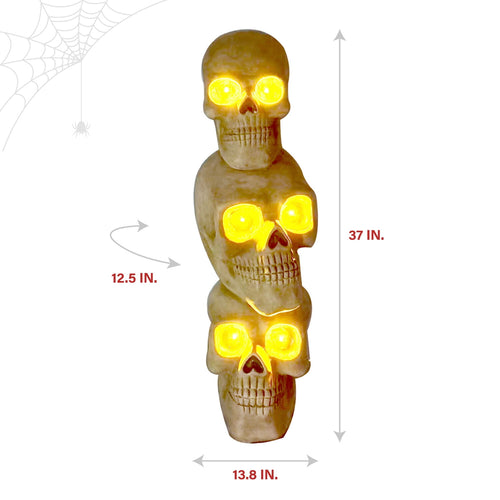 Haunt & Co 37" Skull Stack Statue with LED Eyes