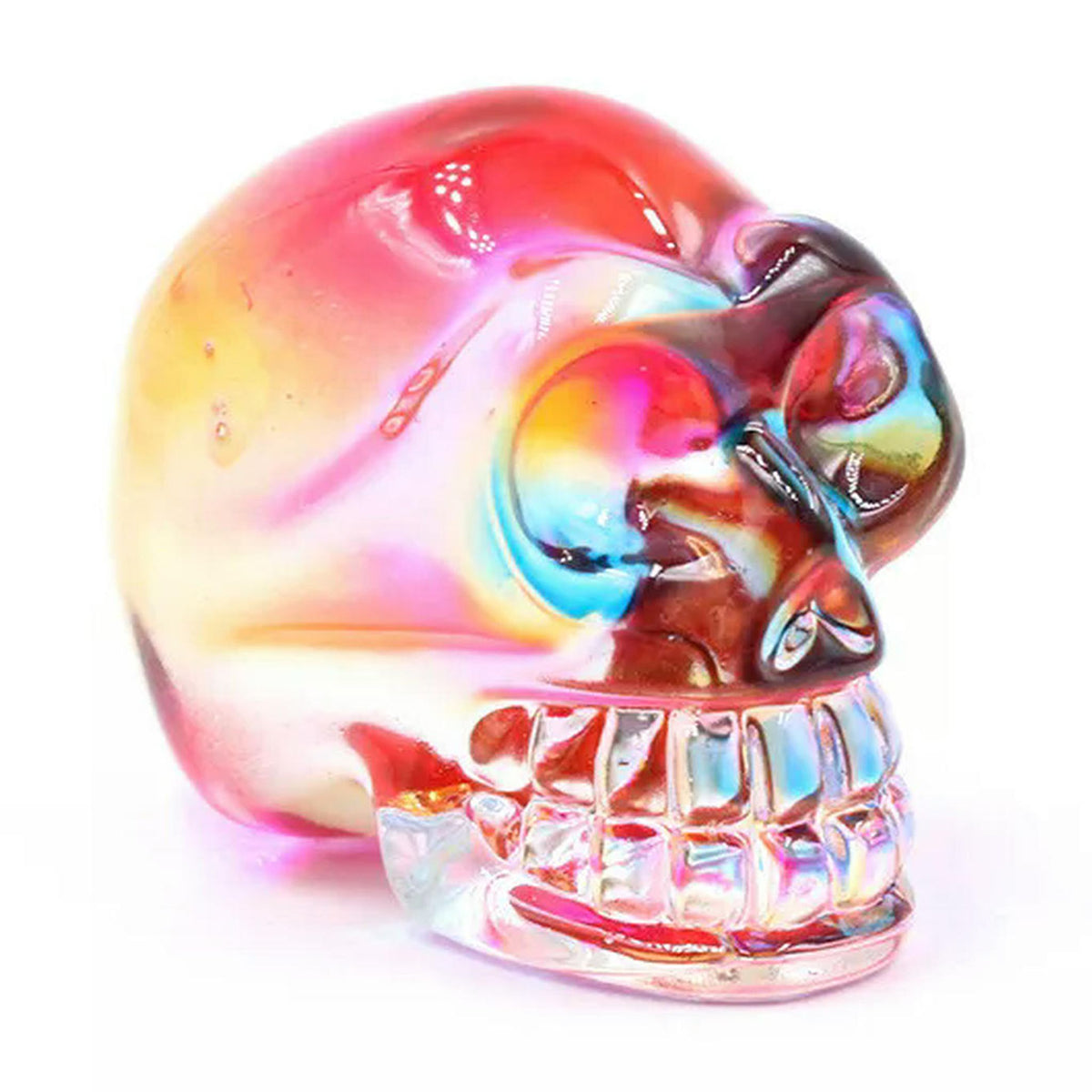 Haunt & Co HOOUN 8pcs 2inch Electroplated Multicolor Carved Skull Crystal Ornaments Halloween