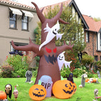 Haunt & Co Halloween Inflatable 11.8 FT Inflatable Halloween Tree, Halloween Inflatable Tree Scary Halloween Blow Up Tree with LED Lights, Outdoor Clearance for Halloween/Holiday