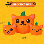 Haunt & Co COMIN Halloween Inflatable 5 FT Long Three Pumpkin Cat Head Combo with Built-in LEDs, Blow Up Yard Decoration for Holiday Party Indoor, Outdoor, Yard, Garden, Lawn