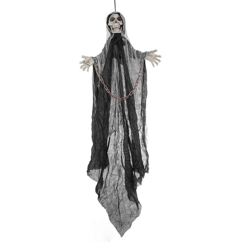 Haunt & Co Ghost Ornaments with Chain, Realistic Terrifying Halloween Hanging Statue, Durable Outdoor Plastic Courtyard Garden Decor, Spooky Porch Terrace Party Scene Prop