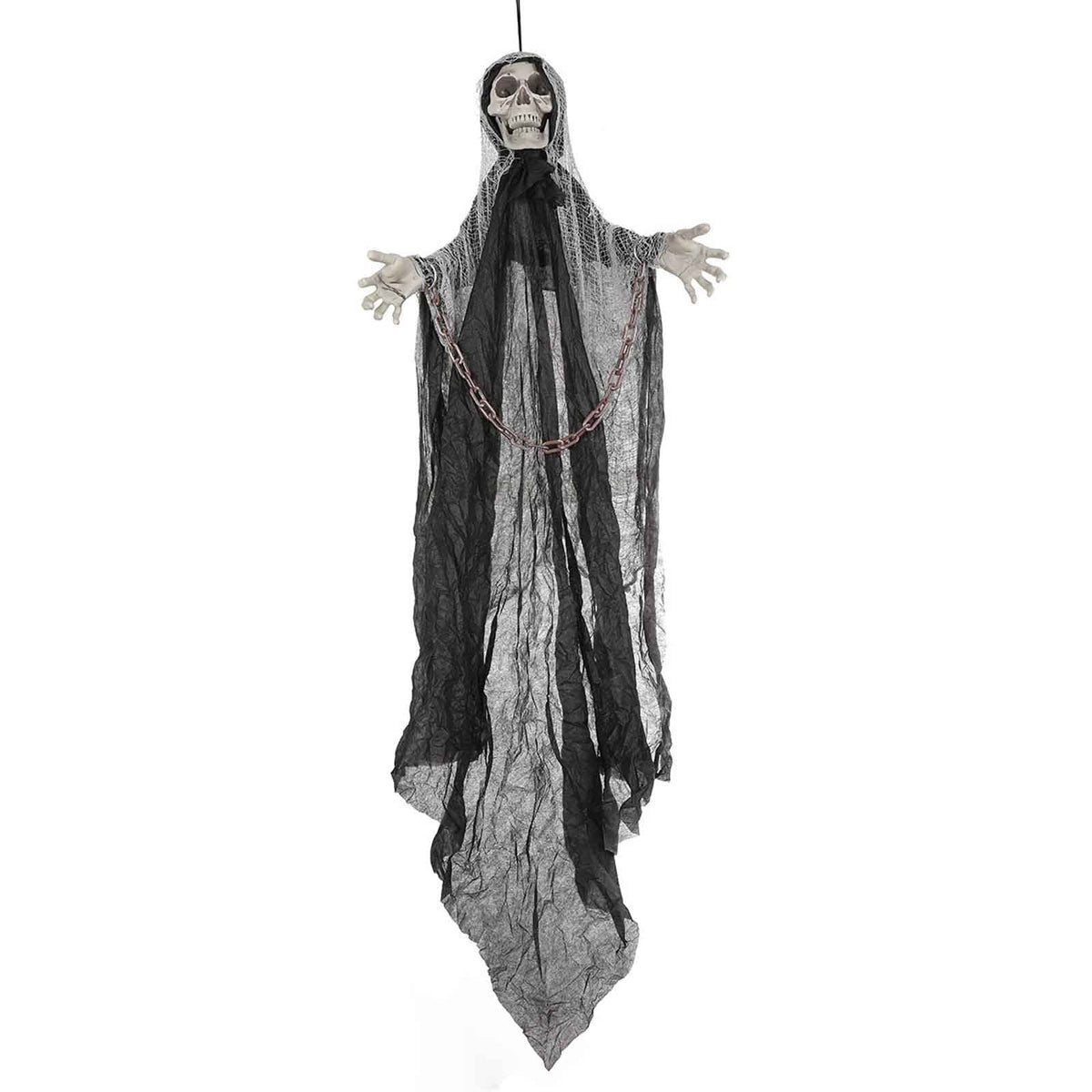 Haunt & Co Ghost Ornaments with Chain, Realistic Terrifying Halloween Hanging Statue, Durable Outdoor Plastic Courtyard Garden Decor, Spooky Porch Terrace Party Scene Prop