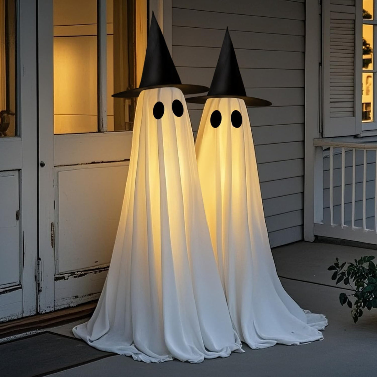 Haunt & Co Outdoor Indoor Indoor,Spooky Ghost Decor with String Lights,Halloween Ghost Lights