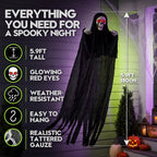 Haunt & Co Halloween Grim Reaper 6ft Hanging Ghost Skeleton Decorations, Spooky