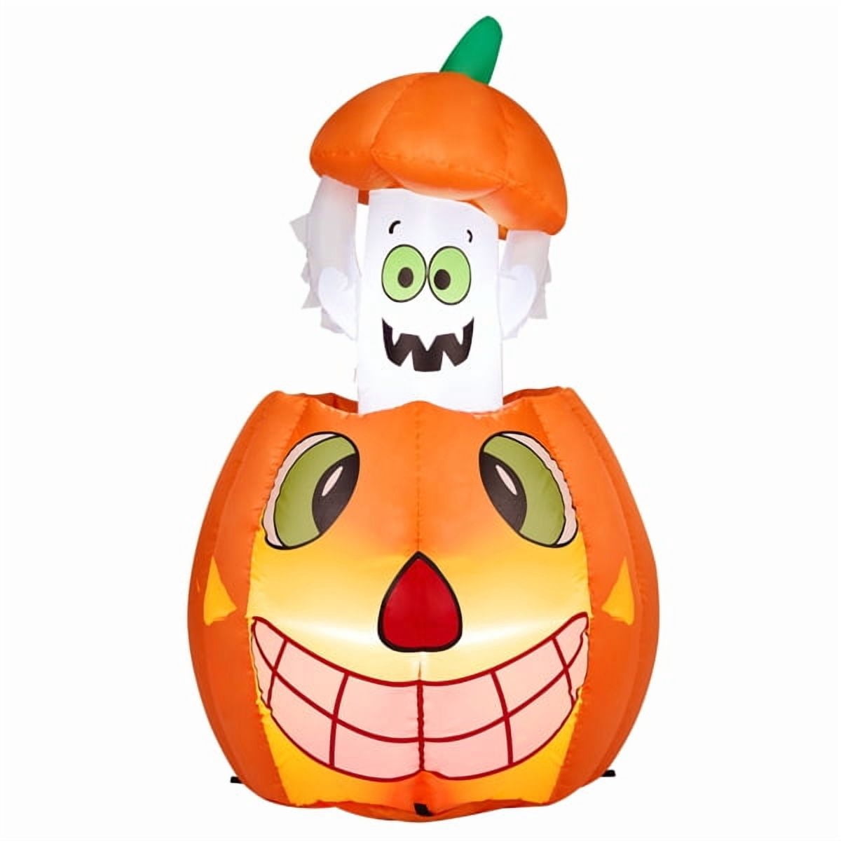 Haunt & Co 2.8FT Halloween Inflatable Animated Pumpkin Ghost, 2 White LED Lights, Weather-Resistant Polyester, for Small Spaces/Accent Decor