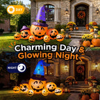 Haunt & Co 8.7ft Long Halloween Inflatable Pumpkin Decoration with Built-in LED Lights, Large Outdoor Blow-Up Yard Decor