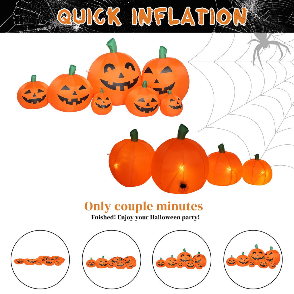 Haunt & Co 7 FT Halloween Inflatables Pumpkin, 7 Blow up Pumpkins w/ Build-in LEDs