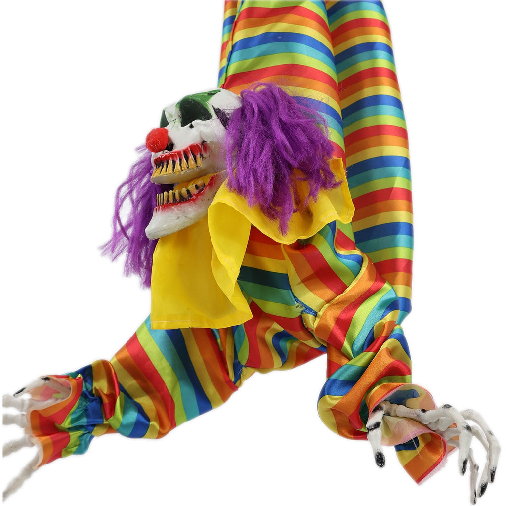 Haunt & Co 47 in Animatronic Hanging Upside Down Clown with Lights and Sound