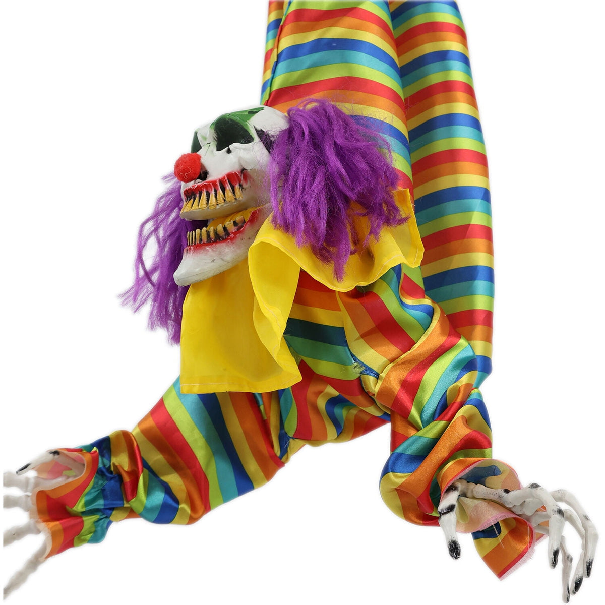 Haunt & Co 47 in Animatronic Hanging Upside Down Clown with Lights and Sound