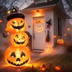 Haunt & Co Faburo 6FT Halloween Inflatable Pumpkin Stack with LED Lights, 3 Jack O Lantern Blow Up Outdoor