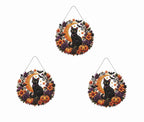 Haunt & Co 3Pcs Halloween Black Cat Moon Diamond Art Hanging Ornament Kitï¼?9.84 inch Halloween Diamond Art, Suspended Ghost Feline, Pumpkin Autumn Crafts, Double Sided Prerendered Shading Pendant