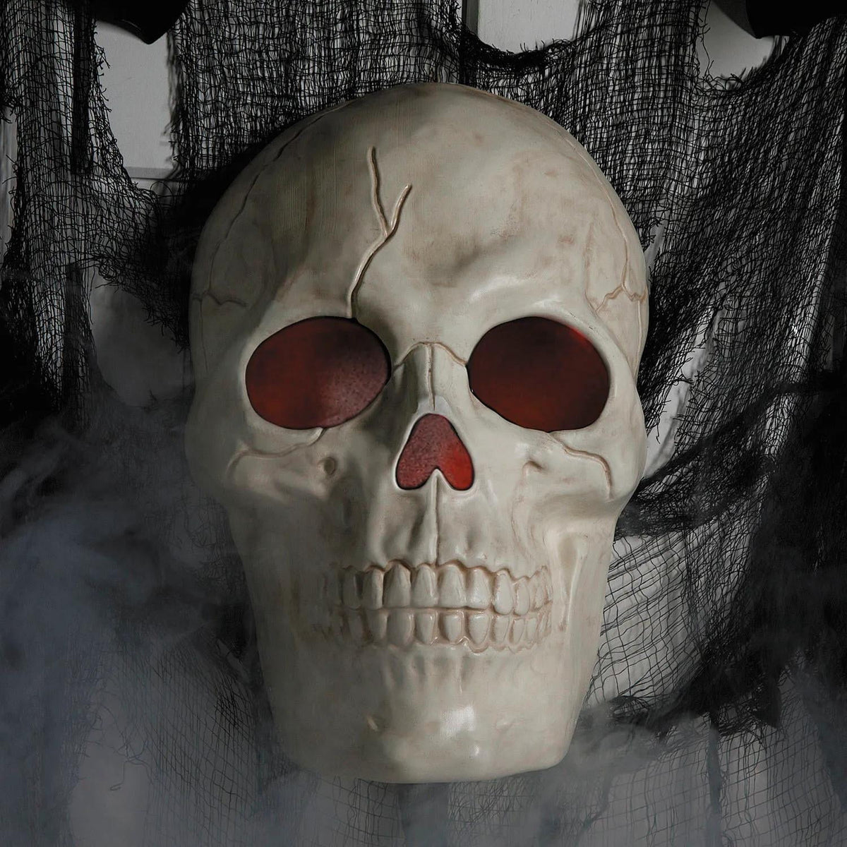 Haunt & Co 19 3/4" Giant Light-Up Plastic Skull Animated Prop