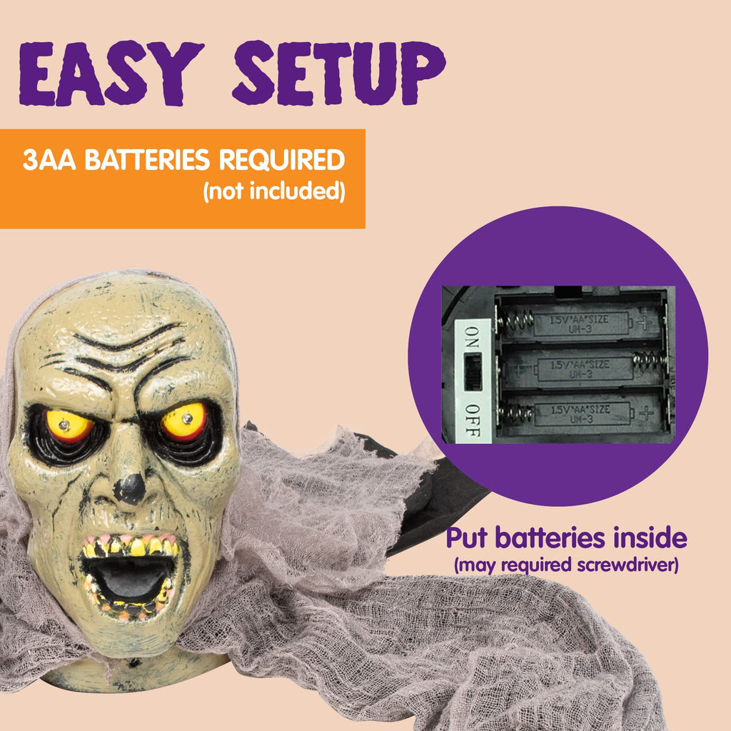 Haunt & Co Halloween Groundbreaker Zombie with Sound and Flashing Eyes,Outdoor Scary
