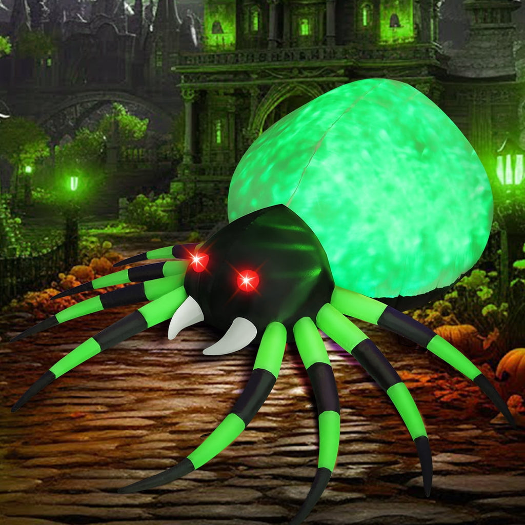 Haunt & Co Halloween Inflatable 8 FT Halloween Blow Up Spider, Halloween Inflatables Spider Giant Spider Inflatable with LED Lights Built-in, Outdoor Clearance for Halloween/Holiday