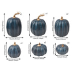 Haunt & Co Blue Artificial Pumpkins Decor Foam Pumpkin Ornament Fall Harvest Thanksgiving Halloween Mantel Tiered Tray Table Centerpiece Home Decoration Speckled Rustic Display Accent