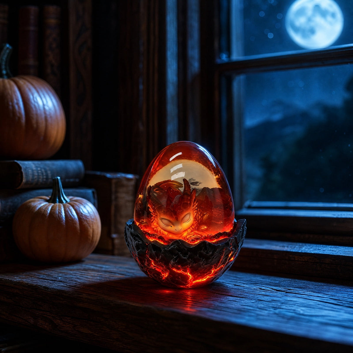 Haunt & Co Kyusrd Led Candlelight Lamp for Halloween Decor,Transparent Lavas Dragons Egg Ornament With LED Breathing Light