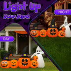 Haunt & Co 8FT Halloween Inflatable Pumpkin Ghost Scene, 5 Total LEDs, Waterproof Polyester, Quick Inflation with Stakes/Ropes