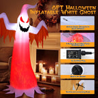 Haunt & Co Costway 8 FT Halloween Inflatable White Ghost with Rotatable Flame LED Lights
