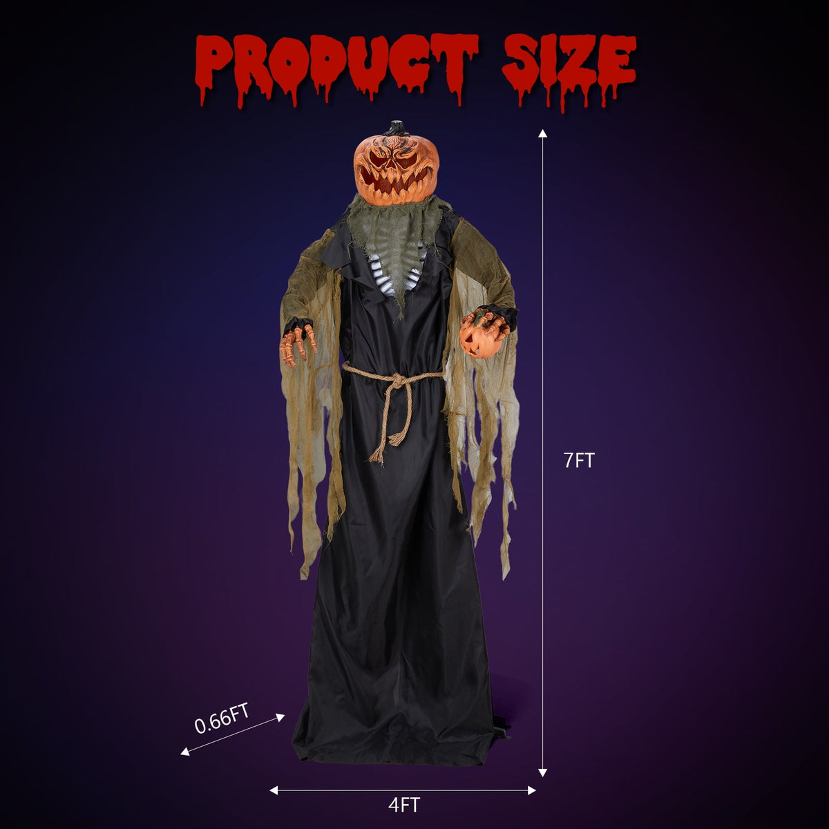 Haunt & Co 7FT Halloween Animatronic Standing Pumpkin Man The Sound Activated Halloween Prop