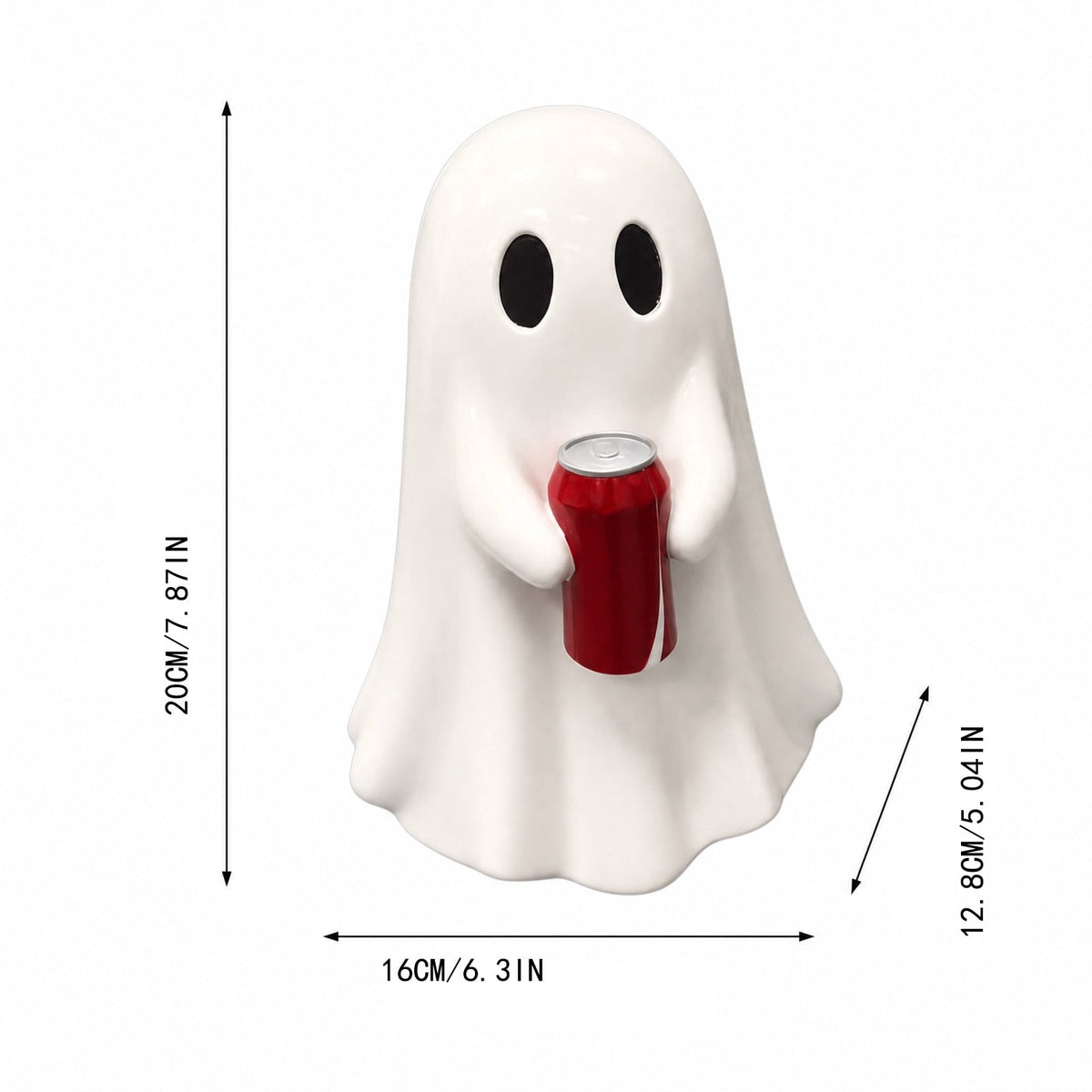 Haunt & Co Halloween Decor Cute Ghost Holding Soda Can Resin Figurine, Halloween Table Decor Spooky Ghost Desktop Ornament, Halloween Ornaments Funny Halloween Decorations for Indoor Home Party Shelf Display-A