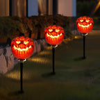 Haunt & Co 3 Pack Lighted Pumpkin Pathway Lights Stakes,Outdoor Jack-O-Lantern Waterproof Decorations,Scary Halloween Party Props Outdoor Yard Decor
