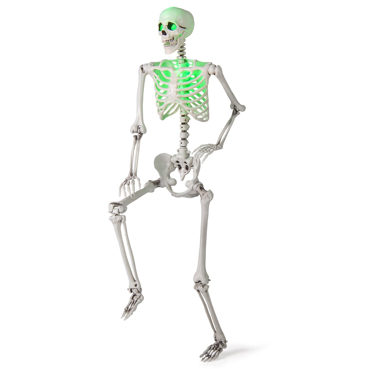 Haunt & Co Costway 5.5 FT Poseable Halloween Skeleton Life-Size Decoration with Built-in Lights Green