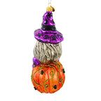 Haunt & Co Blu Bom Witch On A Pumpkin Glass Ornament Halloween Jol Wicked 2022115