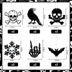 Haunt & Co Black Gothic Christmas Tree Decorations with Scary Skull Christmas Tree Skirt, Large Decorative Tree Topper Bow, 12Pcs Tree Hanging Ornaments for Winter Halloween Xmas Tree Decor