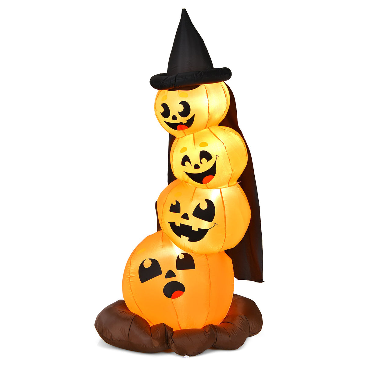 Haunt & Co Gymax Pumpkin Combo Halloween Yard Inflatable, with Built-in LED Lights 7'