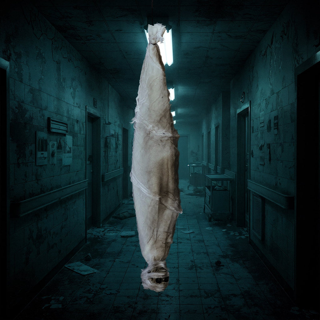 Haunt & Co 3ft Hanging Zombie Animated Creepy Mummy Halloween w/ Pre-Recorded Screaming, LED Eyes